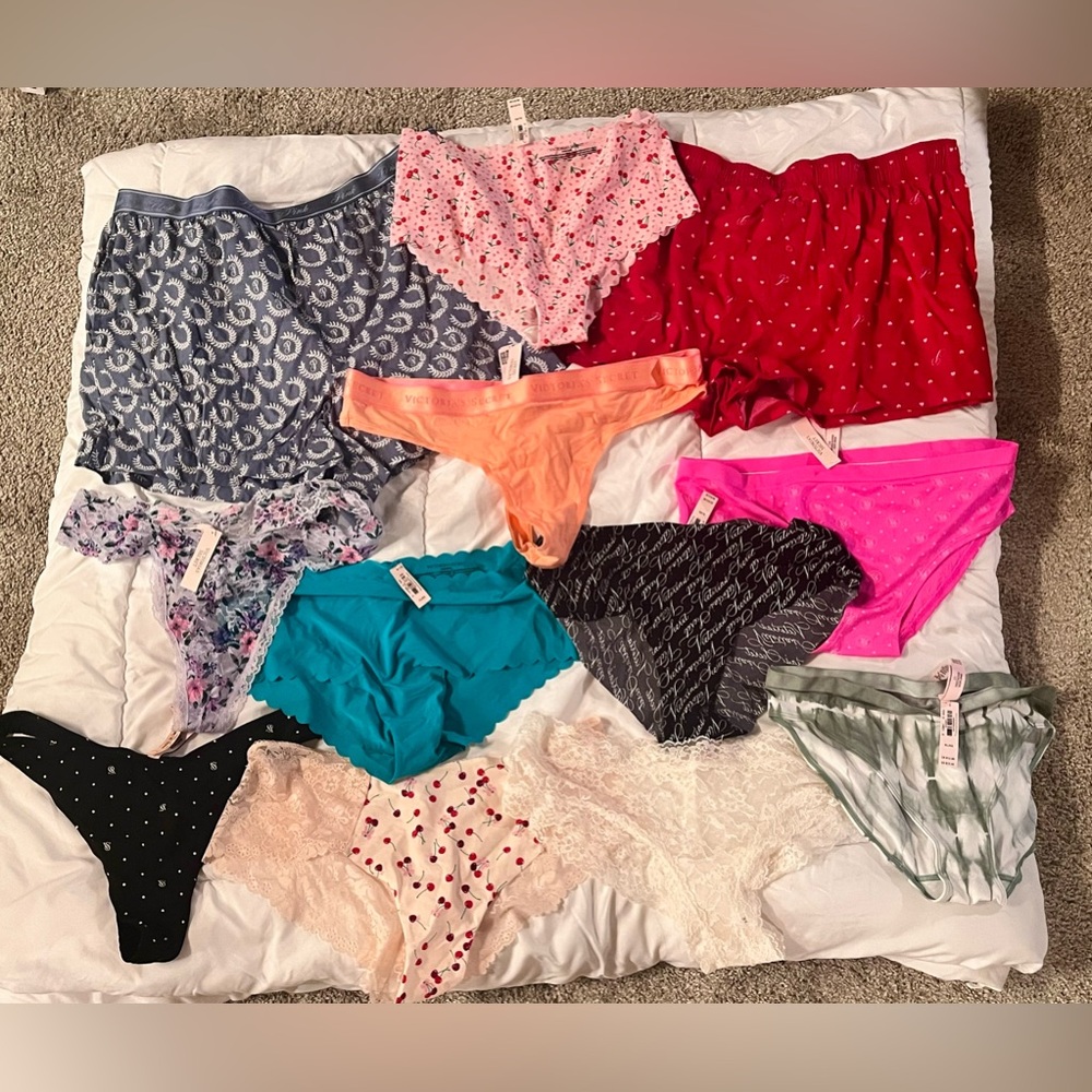 NEW Victoria’s Secret 12 PIECE Bundle Lot sz XL - (10) Panties + (2) PJ Shorts